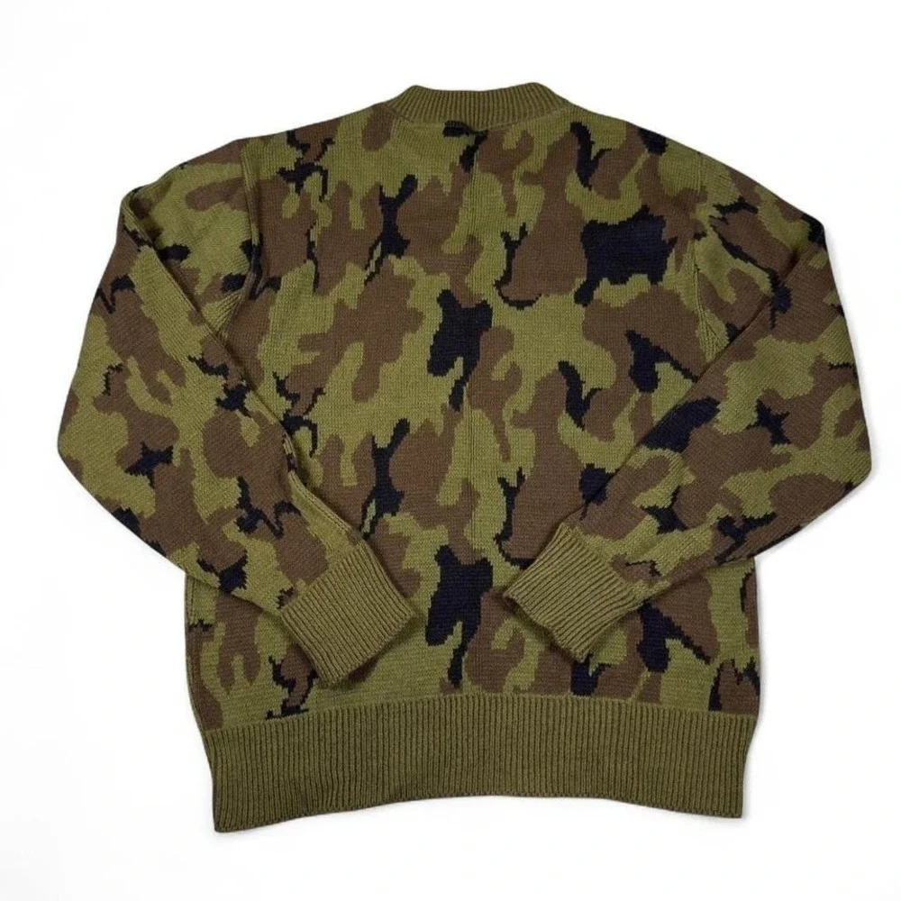 Vintage Klopin Knit‎ Sweater Unisex Medium Green Camo Acrylic Streetwear